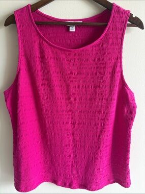 Croft & Barrow Textured Pink Tank Top Plus Size 1X Sleeveless Stretch Summer‎
